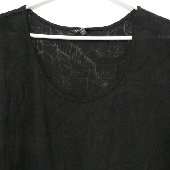 GEORGE | XXL | Black Floral Burnout Short Sleeve Blouse - Picture 4 of 12